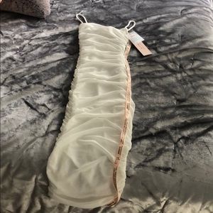 White ruched bodycon dress